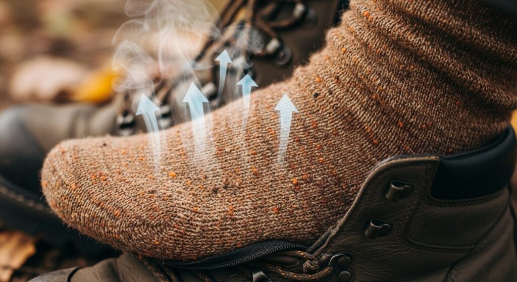 10月以降の湿度対策におけるウールの利点（放湿性）を表現した写真