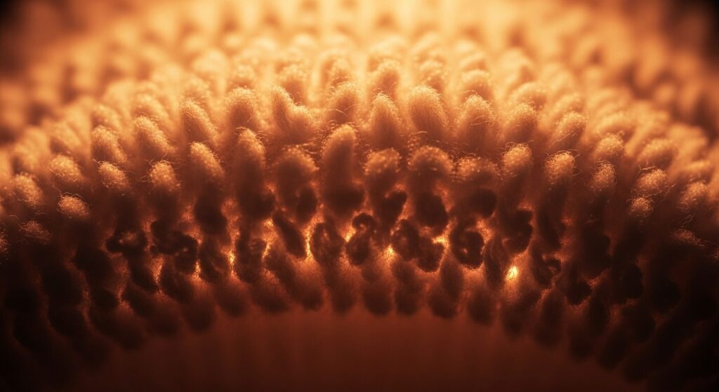 ホカロン靴下の内側パイル生地のアップと吸湿発熱の仕組み